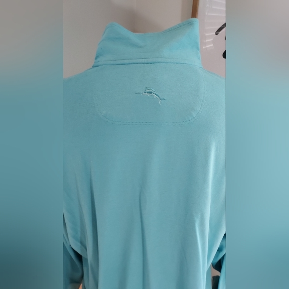 Tommy Bahama Aquamarine Blue High Neck Partial Zip Long Sleeve NWOT - Picture 5 of 7